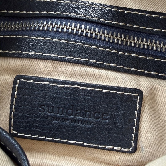 Sundance Black Leather Moto Satchel Shoulder Bag Excellent Condition - Picture 2 of 5